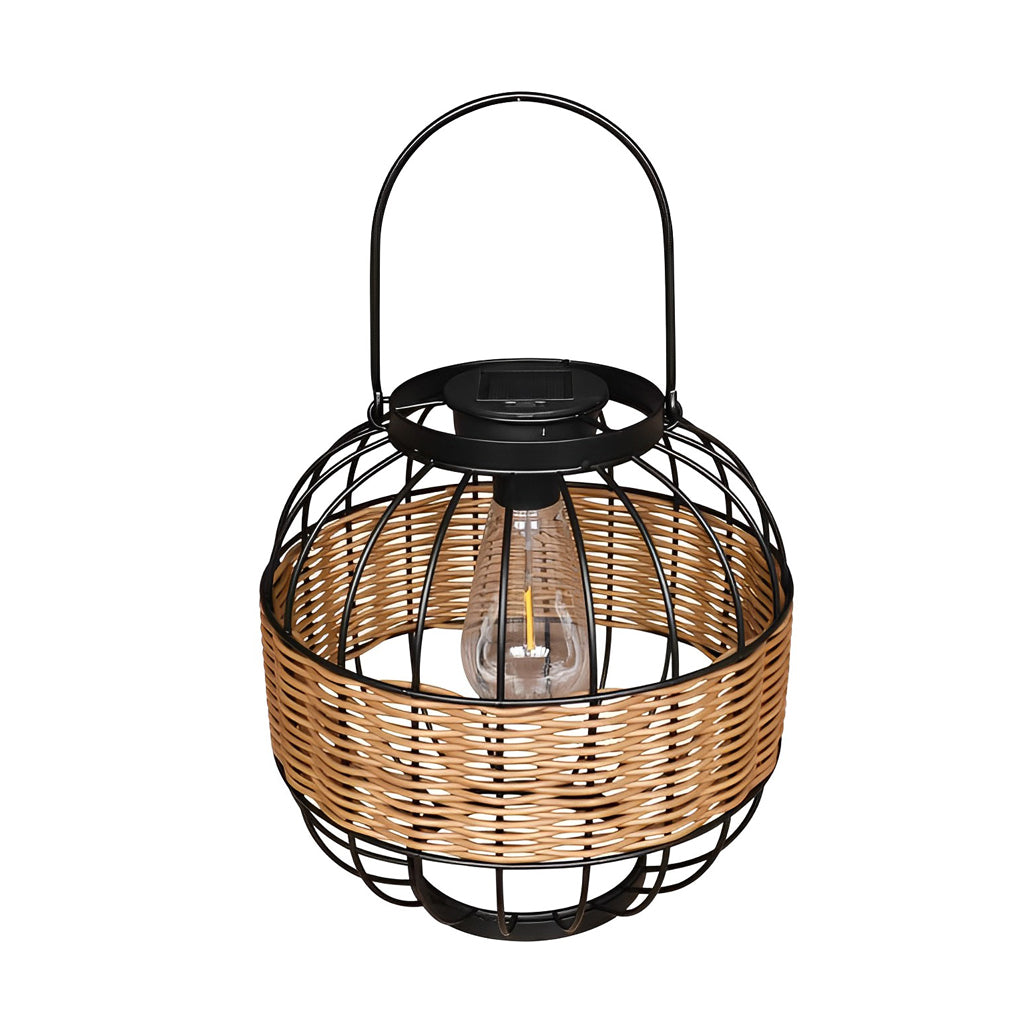 RAVENHURST WOVEN CAGE SOLAR GARDEN LANTERN