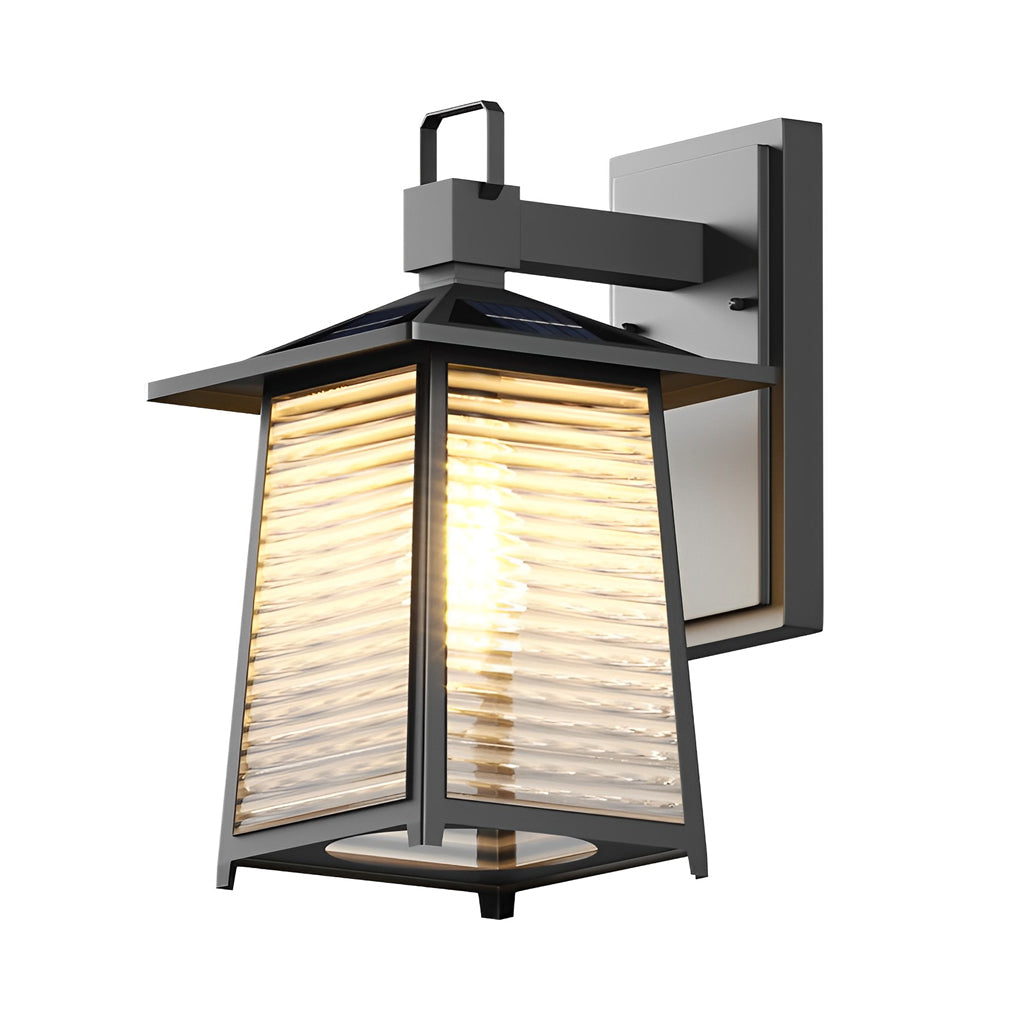 FENWICK SOLAR-POWERED BLACK GLASS WALL LANTERN