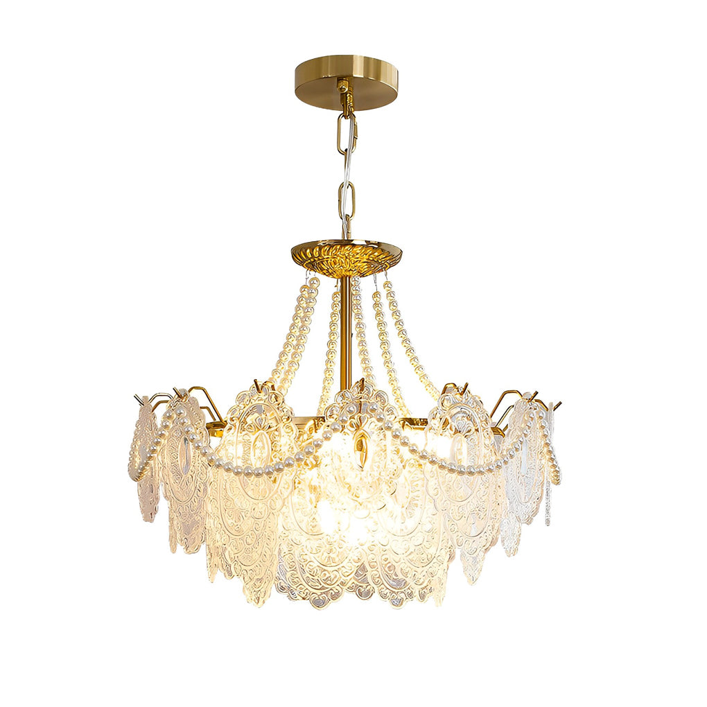 BELLEFONTE PEARL-ADORNED GLASS LIGHTING WITH TRIPLE DIMMING