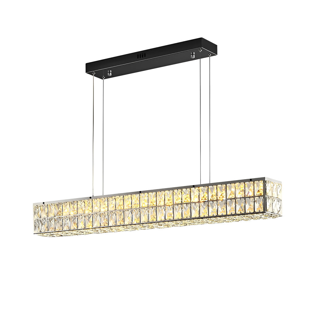 WINTHROP CRYSTAL RECTANGULAR THREE-TIER DIMMER CHANDELIER