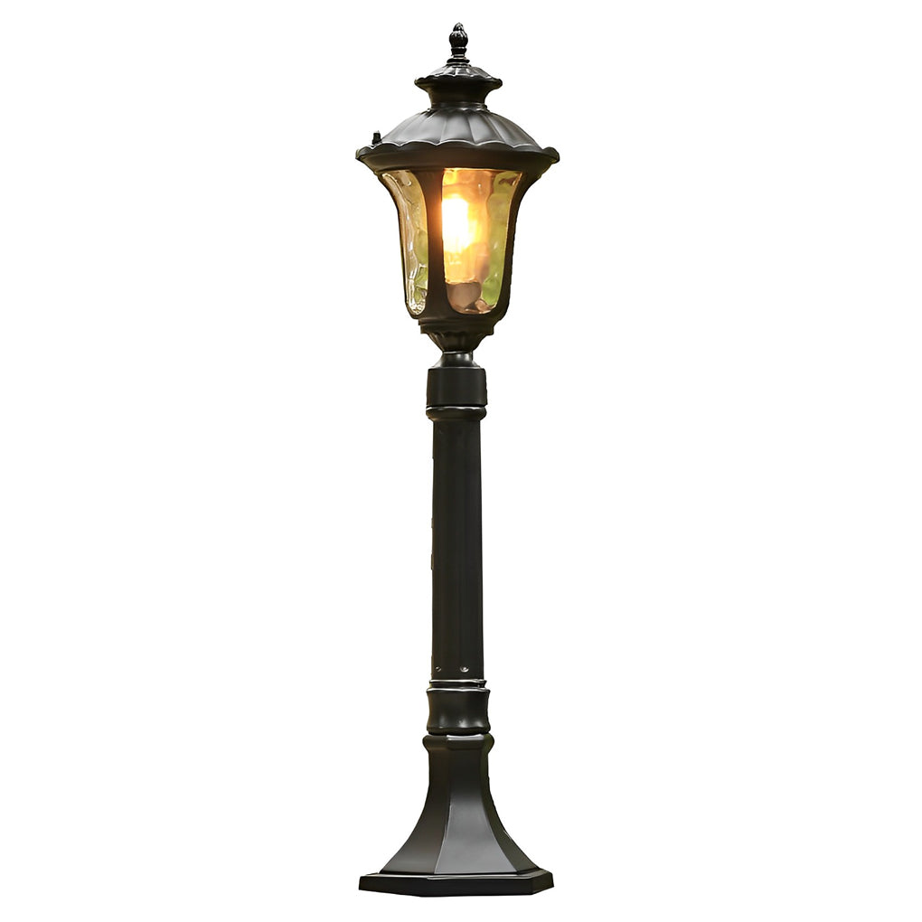 WINDSOR BLACK LED GARDEN POST LANTERN WITH WATER GLASS ELEMENT