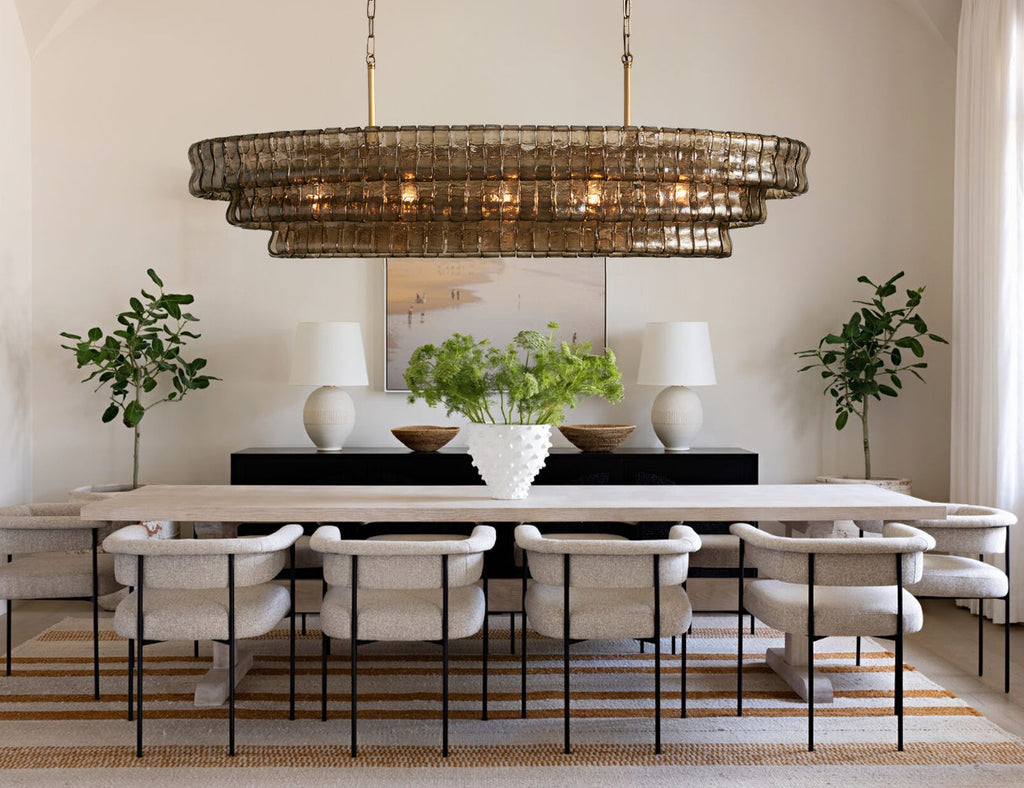 VITTORIO SMOKED GLASS OVATE CEILING LANTERN