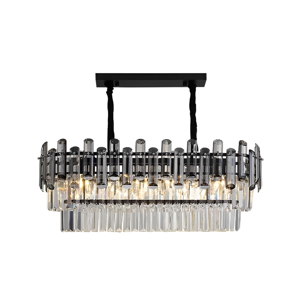 WINDSOR CRYSTAL RECTANGULAR THREE-TIER DIMMING CHANDELIER