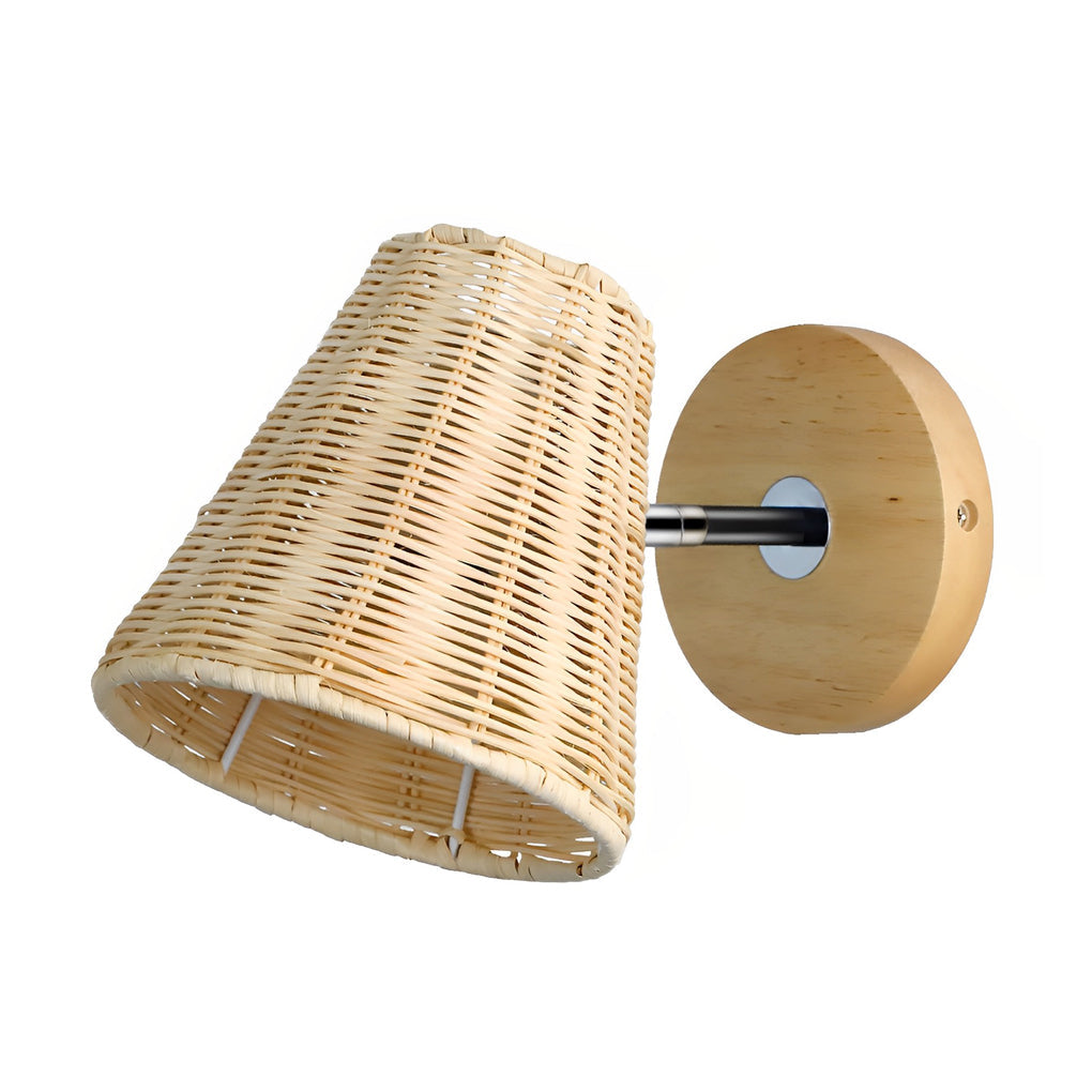 WINTERBOURNE HAND-WOVEN RATTAN WALL SCONCE WITH 360° ROTATION