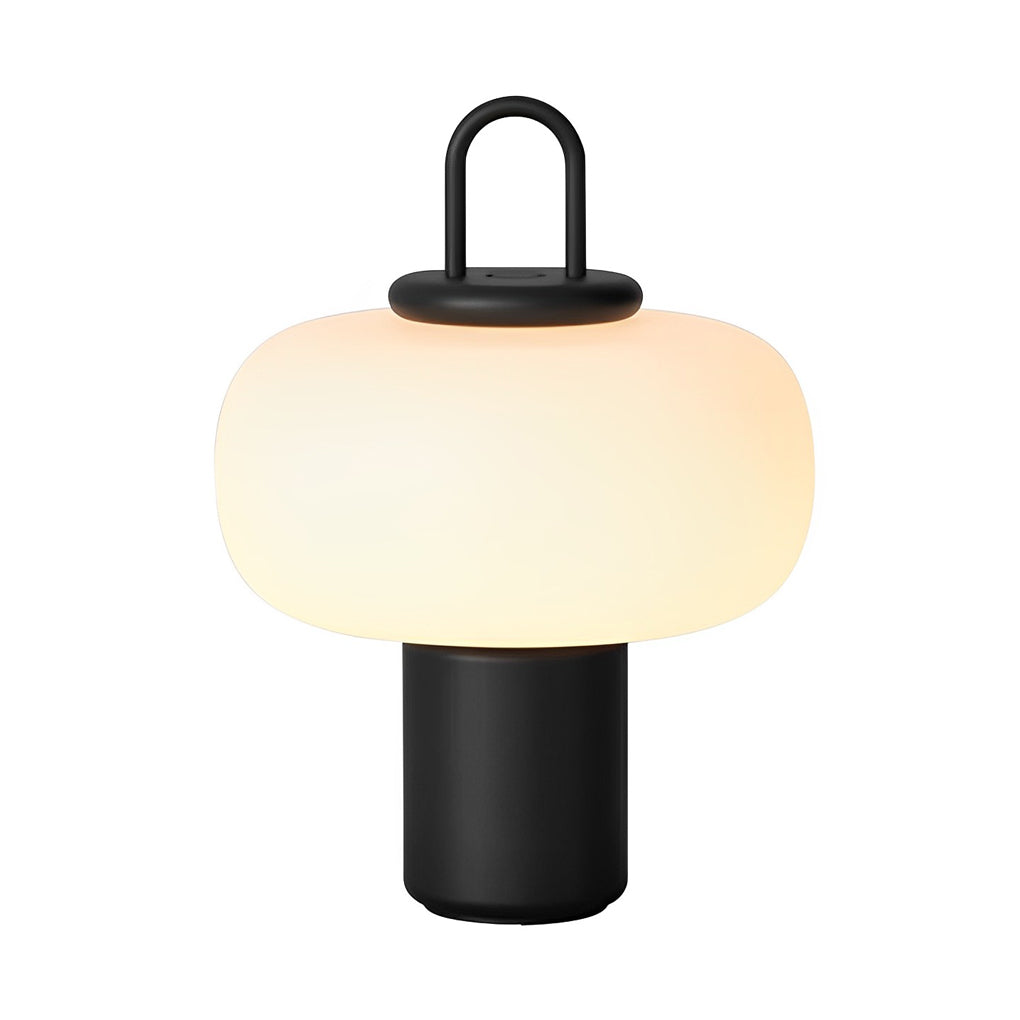 WINTHROP MILK GLASS GLOBE LAMP, PORTABLE LED AMBIENT ILLUMINATION