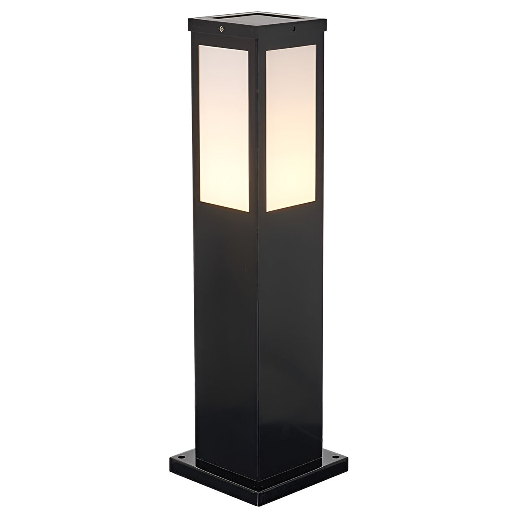 WINDSOR SOLAR SQUARE BOLLARD LIGHTS WITH REMOTE CONTROL, WATER-RESISTANT OUTDOOR ILLUMINATION