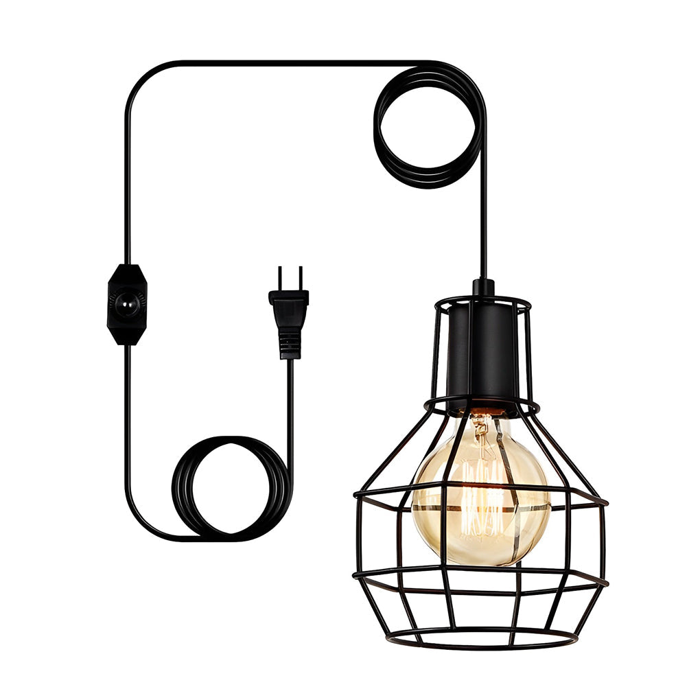 FENWICK INDUSTRIAL METAL CAGE CHANDELIER WITH SWITCH CONTROL