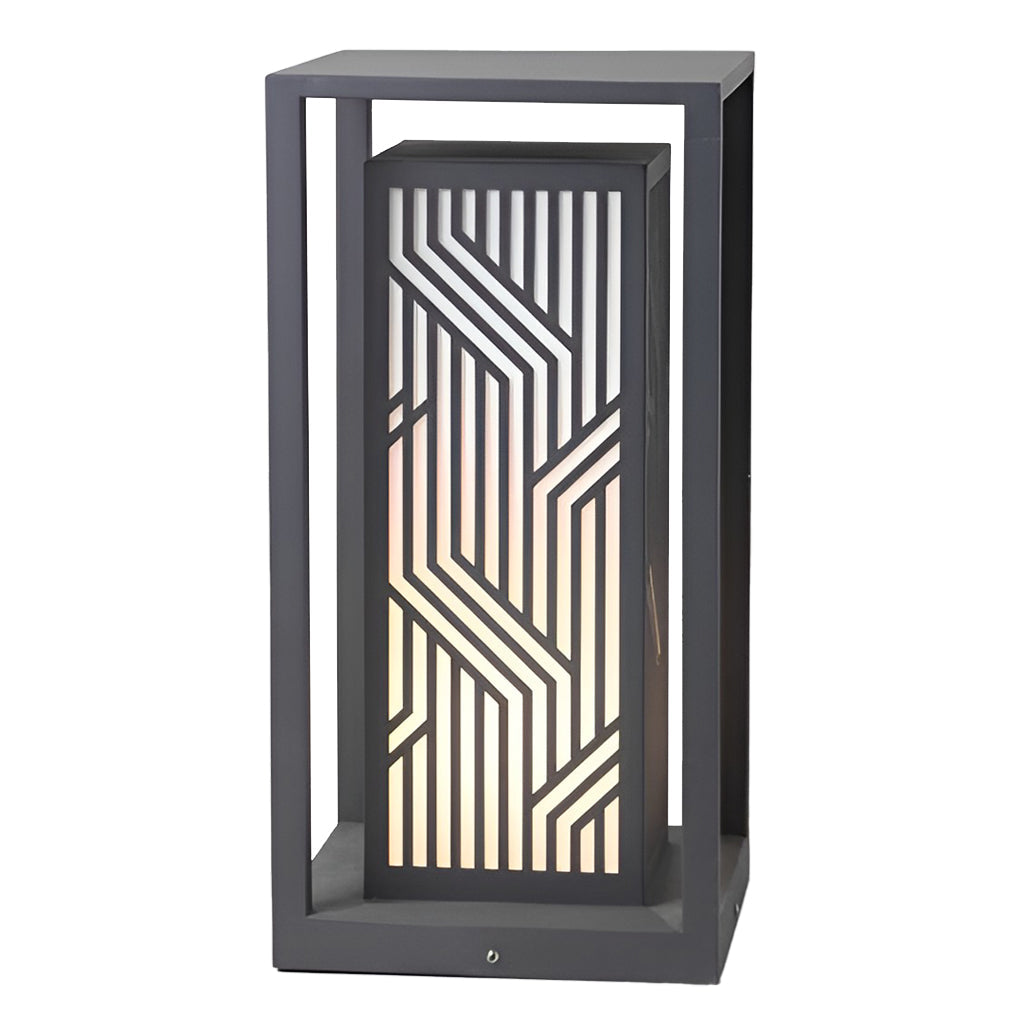 WINDSOR GRAY CUBOID PATHWAY LANTERN WITH WATERPROOF LED ILLUMINATION