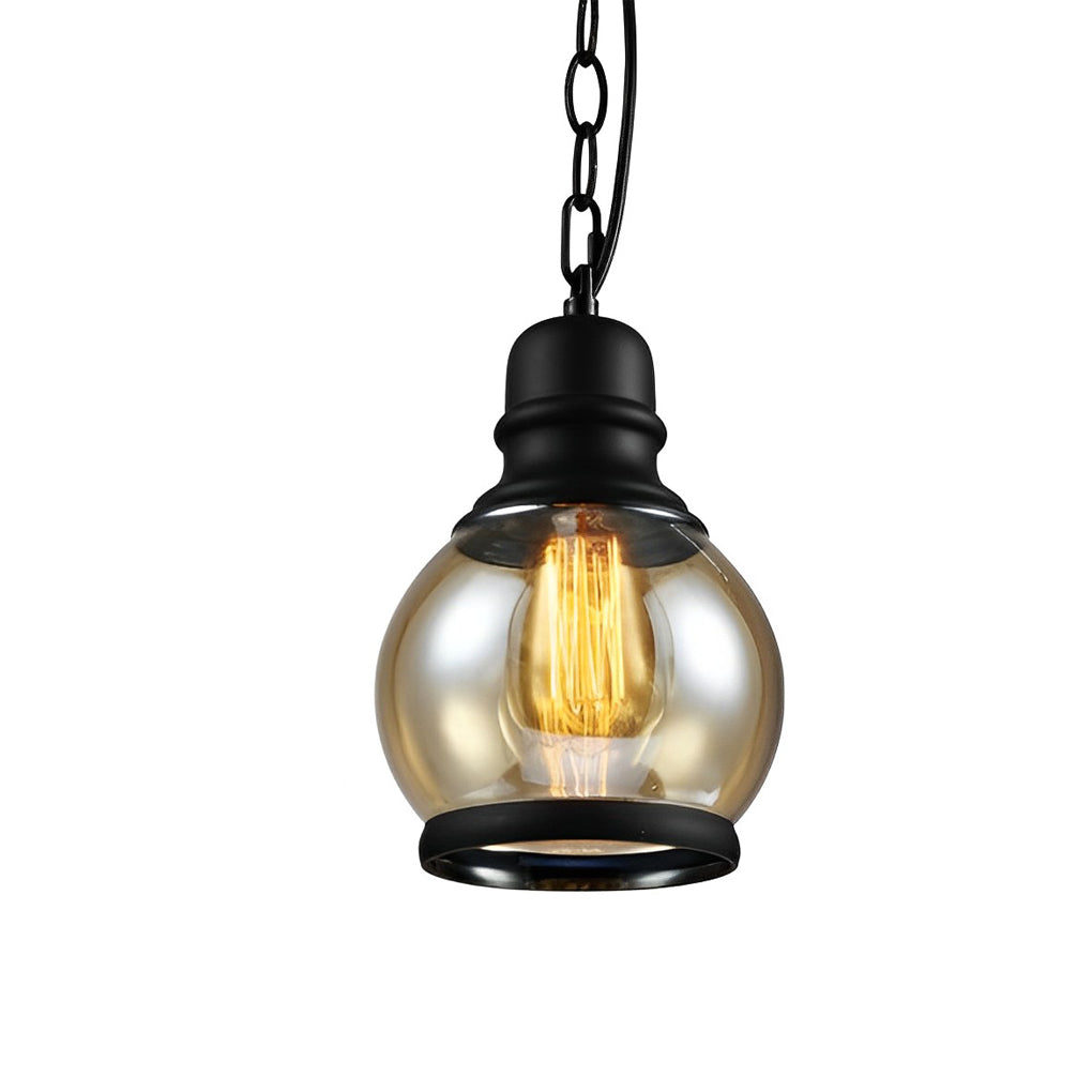 BRACKENHILL AMBER GLASS INDUSTRIAL PENDANT LAMP