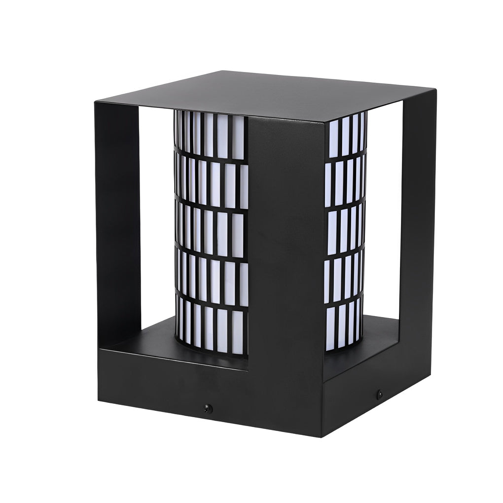 THORNBURY LATTICE-CUT CYLINDRICAL LED OUTDOOR LANTERN WITH WATER-RESISTANT DESIGN