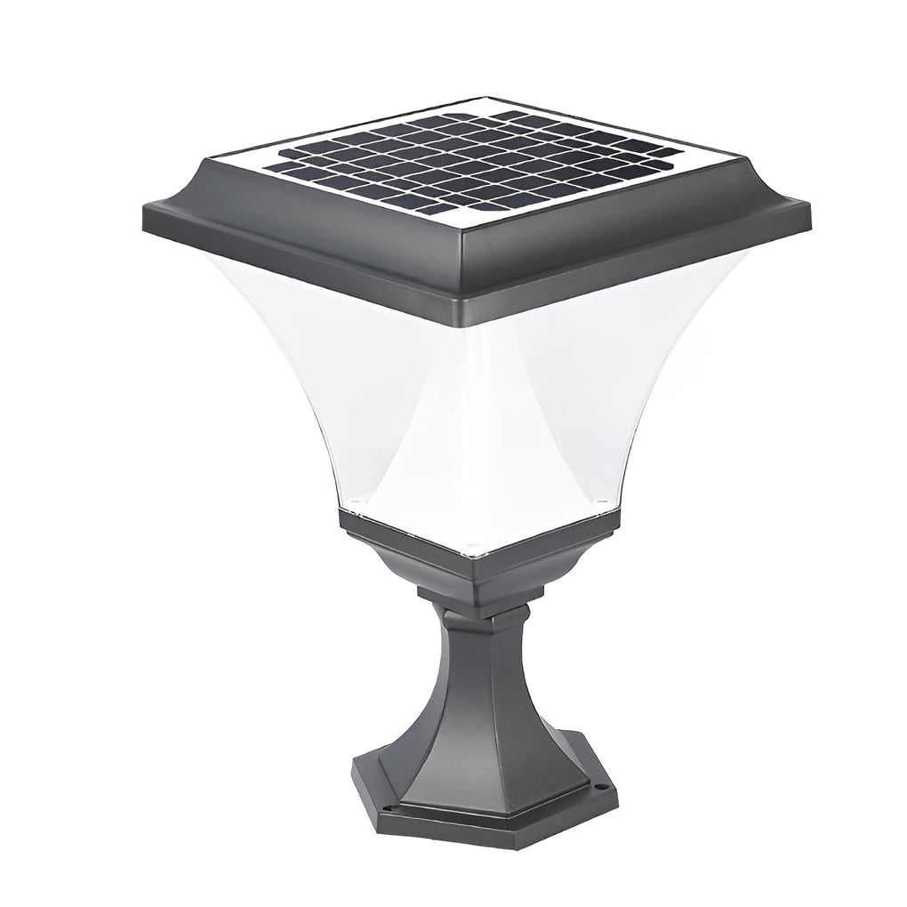 WINTHORPE SOLAR-POWERED SQUARE FENCE ILLUMINATORS WITH WATER-RESISTANT BLACK FINISH