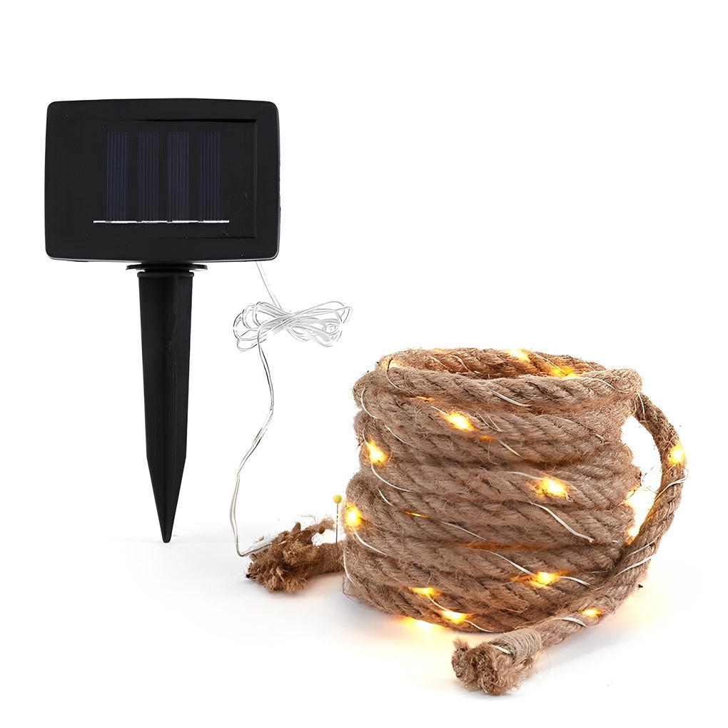 WINTHROP TWILIGHT HEMP ROPE SOLAR STRING LIGHTS WITH 100/200 ILLUMINATIONS