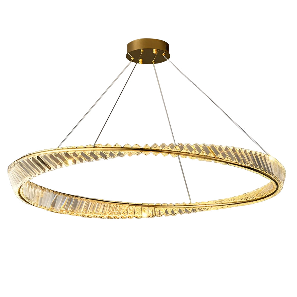 WINTHORPE CRYSTAL RING CHANDELIER WITH VARIABLE BRIGHTNESS