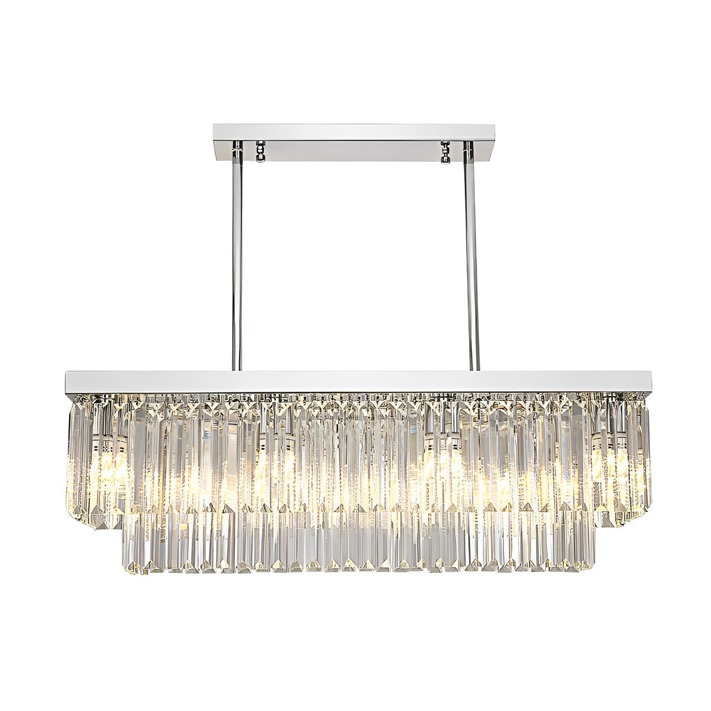 WINTHORPE RECTANGULAR METAL CRYSTAL DINING CHANDELIER WITH 3-STEP DIMMING