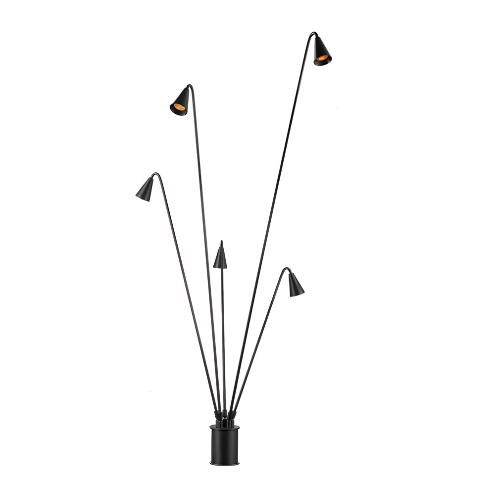 WINTERBOURNE TRIPLE-ARM BLACK LED FLOOR LANTERN