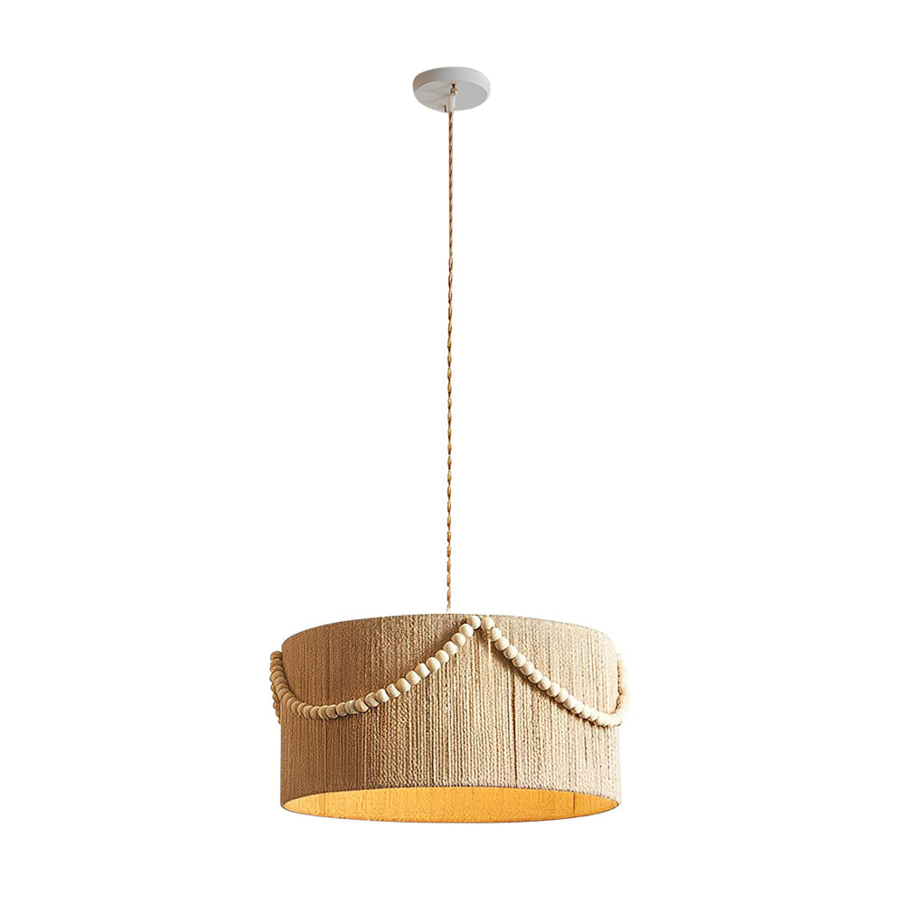 WINTERBOURNE TWISTED ROPE & WOOD BEAD PENDANT LIGHT