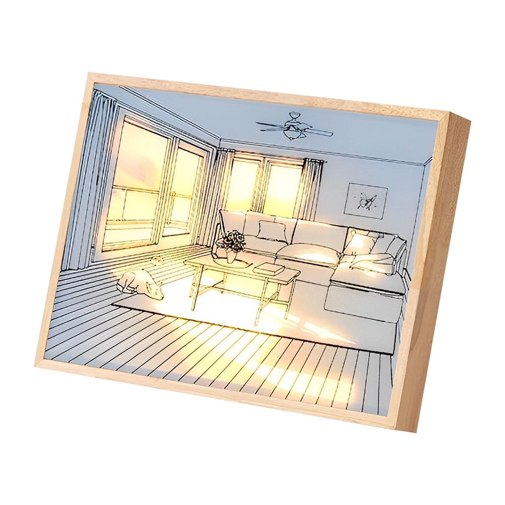 WINTERBOURNE WOODEN FRAME TOUCH-SENSITIVE DIMMABLE SUNSET ILLUMINATION ART LIGHT