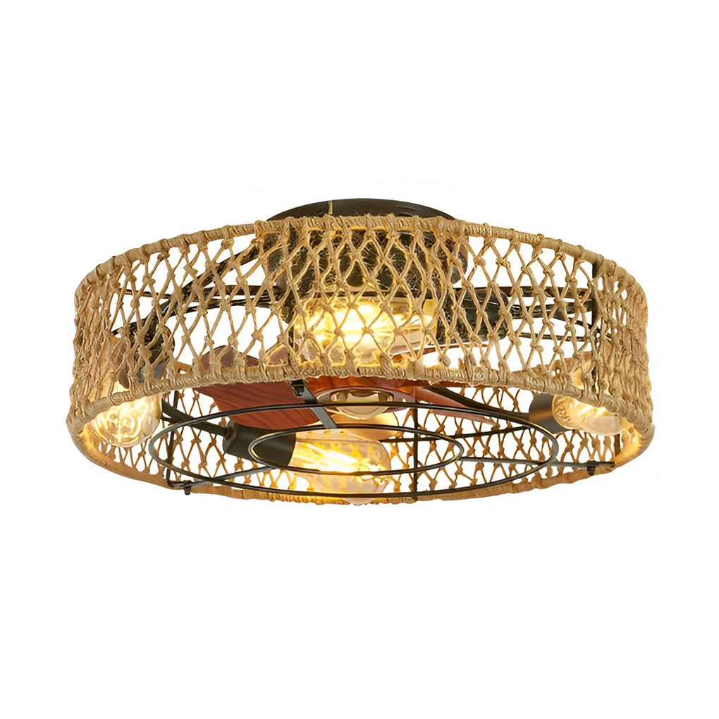 WINDSOR WOVEN RATTAN INDUSTRIAL CEILING LANTERN