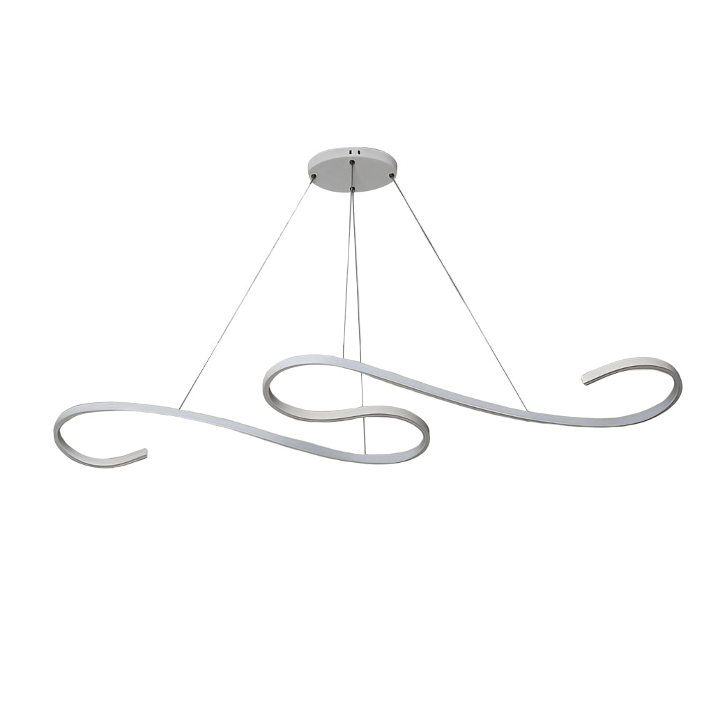 1. "HARTLEY WAVING SILHOUETTE LED CHANDELIER"  
   - Features fluid, undulating lines that create a dynamic visual effect with stepless dimming functionality.

2. "WINCHESTER FLUID FORM LED LIGHTING"  
   - Showcases a minimalist design with gracefully cu