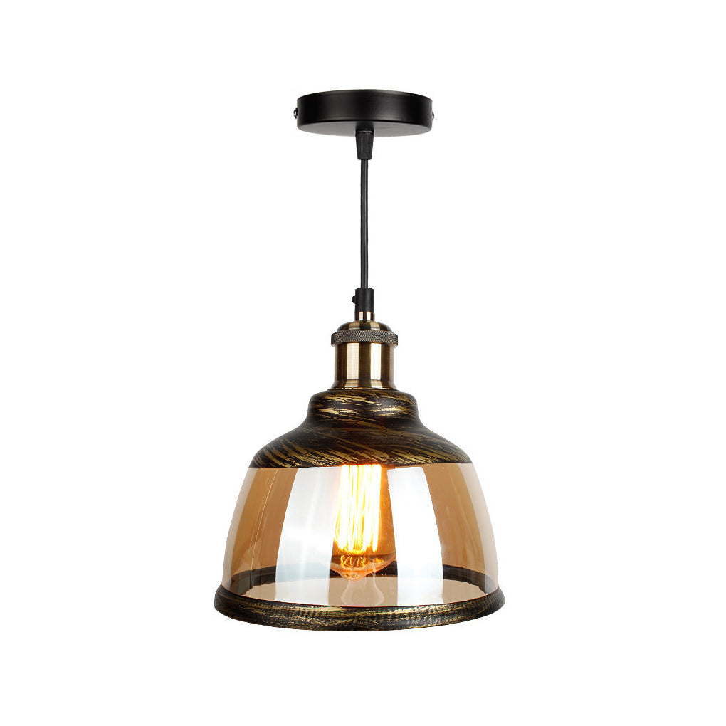 FENWICK GREEN BRONZE GLASS INDUSTRIAL PENDANT CHANDELIER