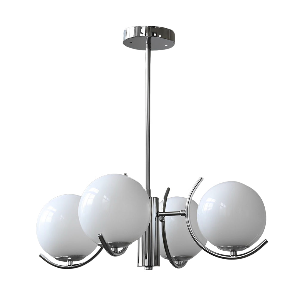 WINTHORPE POLISHED IRON & GLASS ORB CHANDELIER