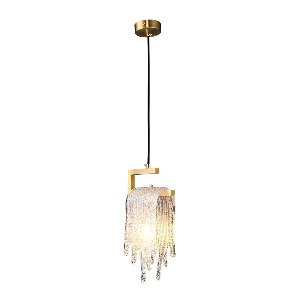 WINTHORPE COPPER-ACCENTED GLASS PENDANT WITH LED SWITCH