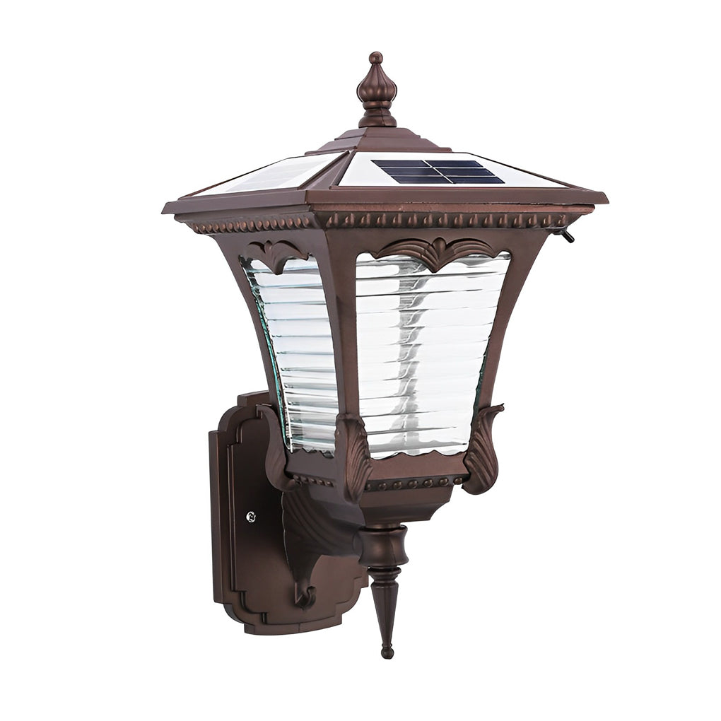 CHARLESTON STRIPED GLASS SOLAR WALL LANTERN