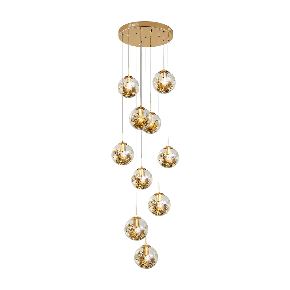 WINDSOR COGNAC CRYSTAL GLOBE ADJUSTABLE CHANDELIER