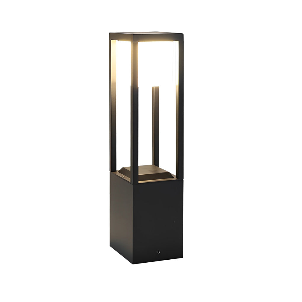 RAVENHURST SOLAR-POWERED RECTANGULAR PATH LIGHTING IN BLACK ALUMINUM