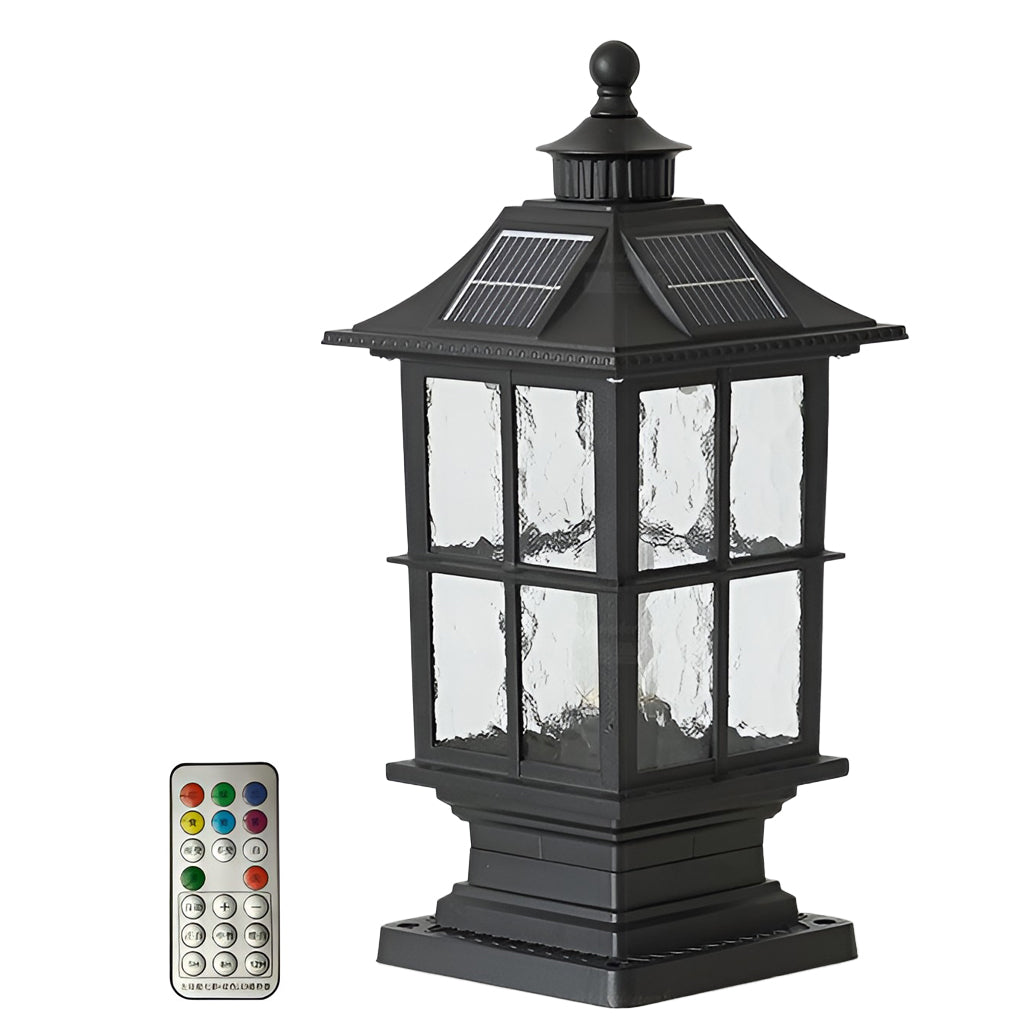 WINDSOR SOLAR POST LANTERN WITH DIMMABLE LED AND REMOTE CONTROL