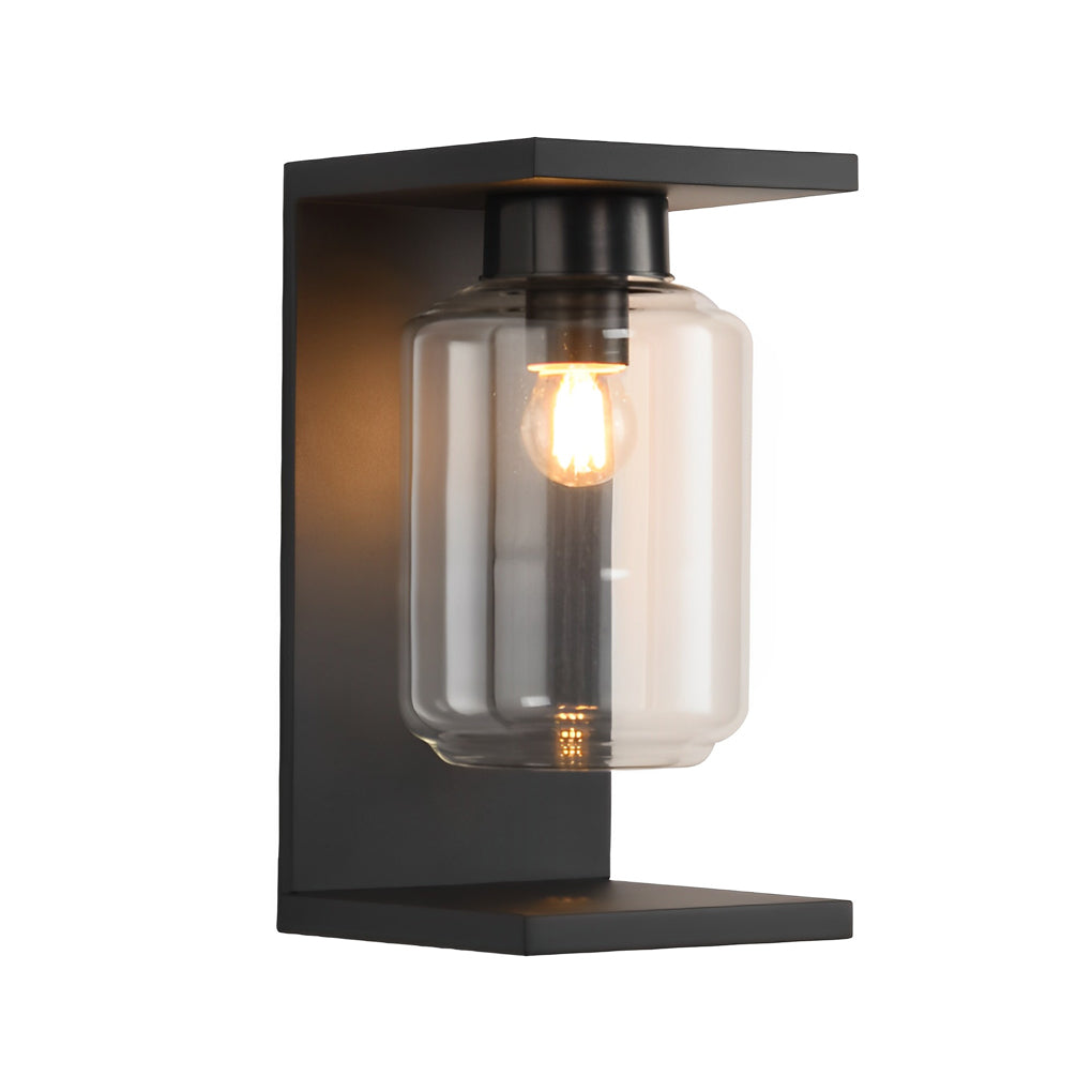 WINDSOR BLACK GLASS SOLAR WALL LANTERN WITH REMOTE CONTROL