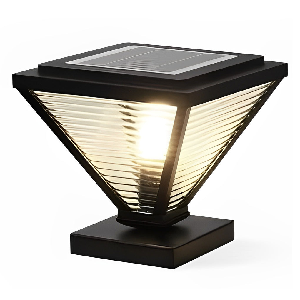 WINCHESTER MODERN SOLAR FENCE POST LANTERNS WITH GEOMETRIC DESIGN