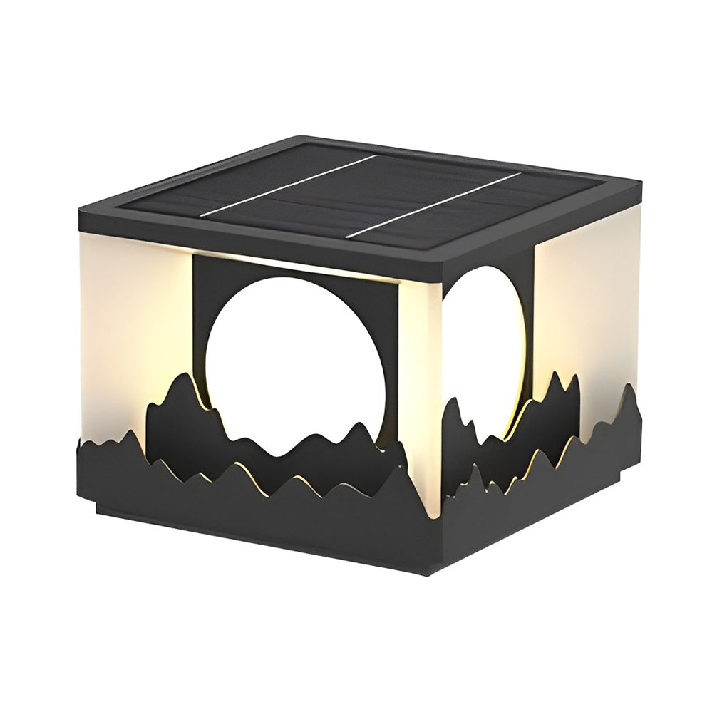 BRIDGEMAN SOLAR ILLUMINATION FENCE POST LANTERNS WITH MOUNTAIN VISTA DESIGN