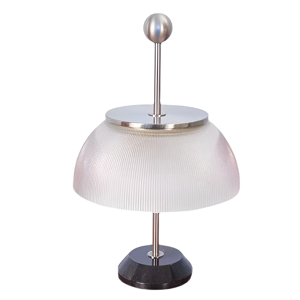 CAVENDISH RIBBED GLASS BOWL LAMP WITH METALLIC ITALIAN TRIM"  
2. "WINSLOW METAL AND RIBBED GLASS TABLE LAMP WITH ITALIAN INFLUENCE