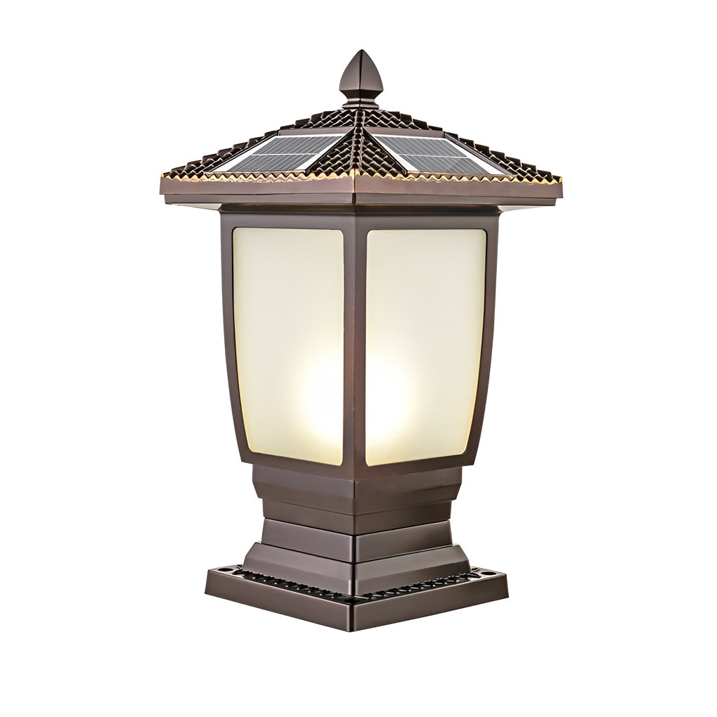 THORNBURY SOLAR-POWERED GLAZED ALUMINUM FENCE POST LANTERNS
