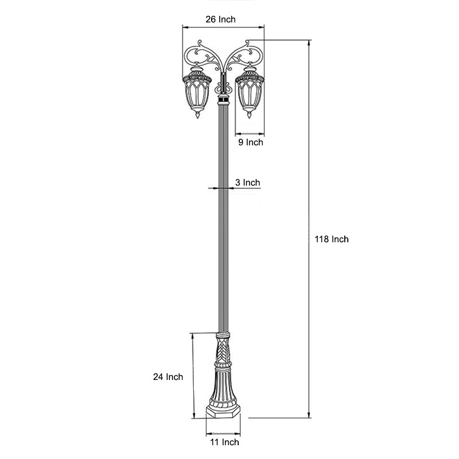 WINDSOR DUAL HEAD 118'' ALUMINUM RAINPROOF LED STREET LANTERN