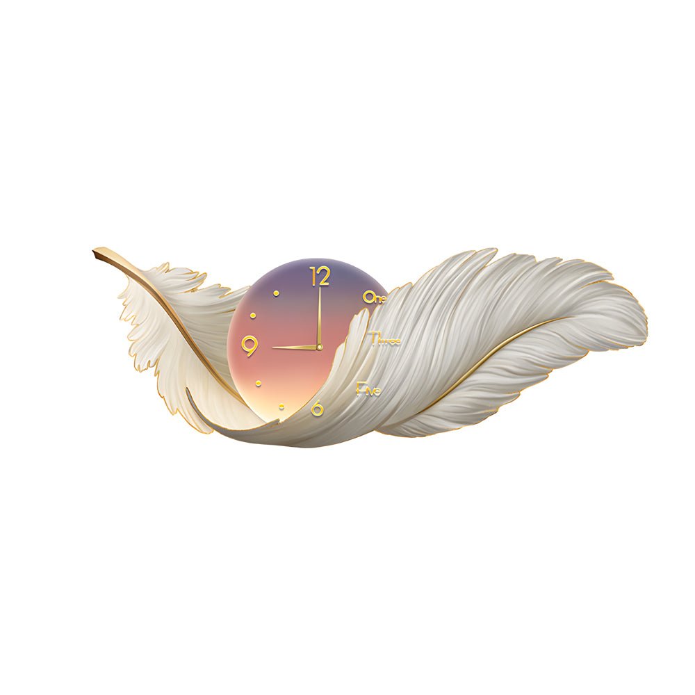 WINTHROP HARMONIOUS TRIO: ARTISTIC WALL CLOCK, LAMP, AND FEATHERED DECOR