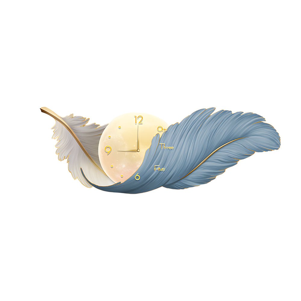 WINTHROP HARMONIOUS TRIO: ARTISTIC WALL CLOCK, LAMP, AND FEATHERED DECOR
