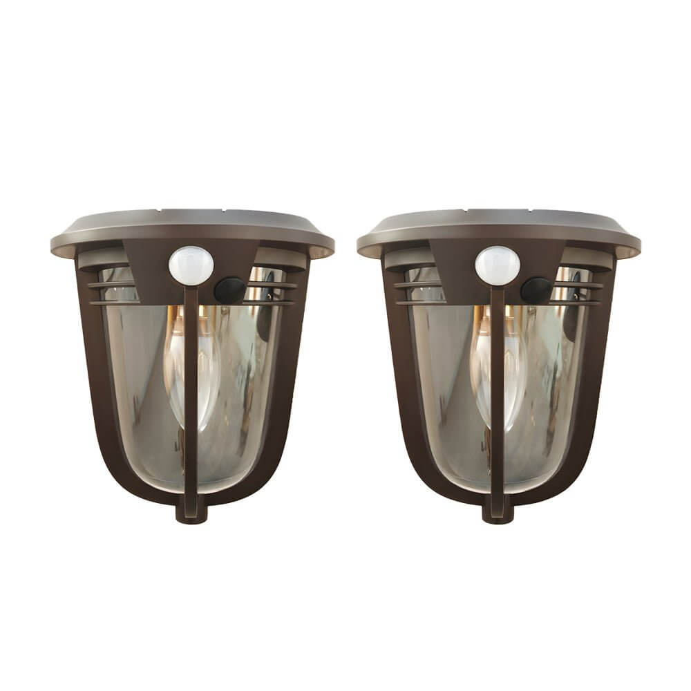 1. "WILLOUGHBY SOLAR ILLUMINATION WALL SCONCE" - A dual-pack of motion-activated solar wall lights designed to enhance outdoor spaces with automatic lighting.

2. "DRAKEFORD OUTDOOR MOTION DETECTION LANTERN" - A pair of solar-powered wall lanterns that ac