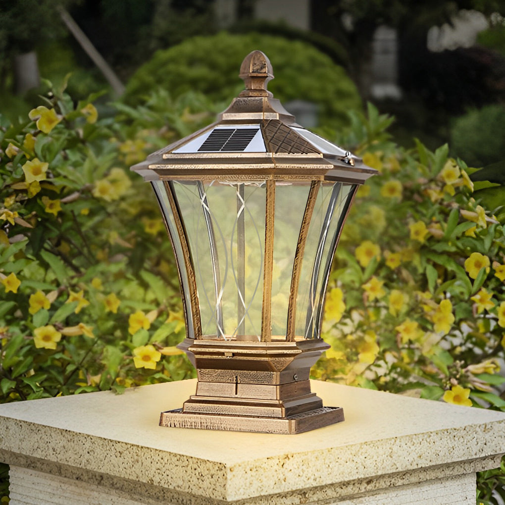 WINDSOR SOLAR-CHARGED FENCE POST LANTERNS WITH REMOTE ILLUMINATION