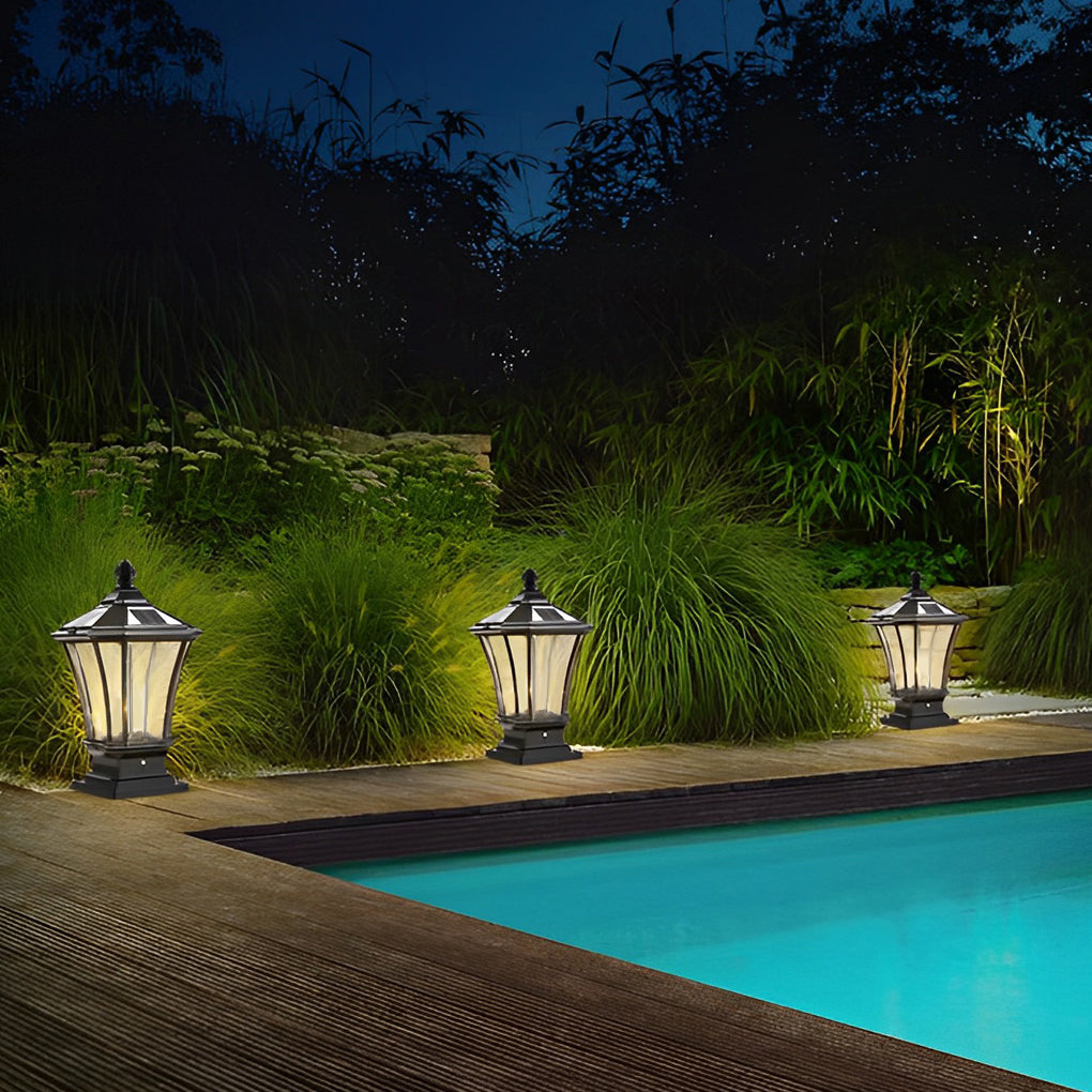 WINDSOR SOLAR-CHARGED FENCE POST LANTERNS WITH REMOTE ILLUMINATION