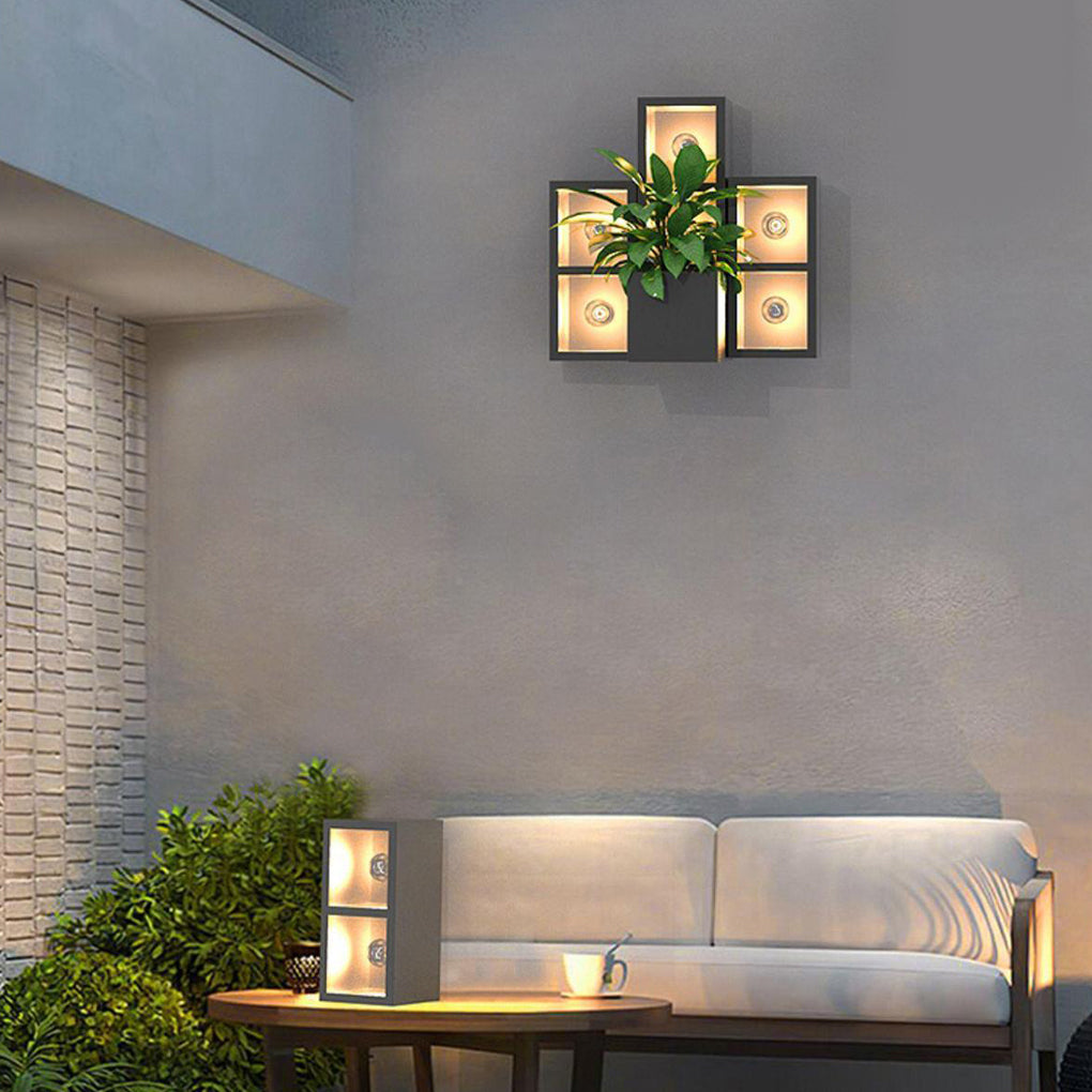 FENWICK RAINSHIELD SQUARE LED WALL SCONCE WITH INTEGRATED PLANTER