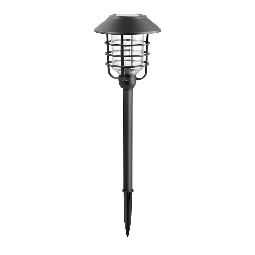 WINTERBOURNE 22.8-INCH SOLAR PATHWAY LANTERN WITH TRADITIONAL HAT TOP AND WIRE-CIRCLED SHADE