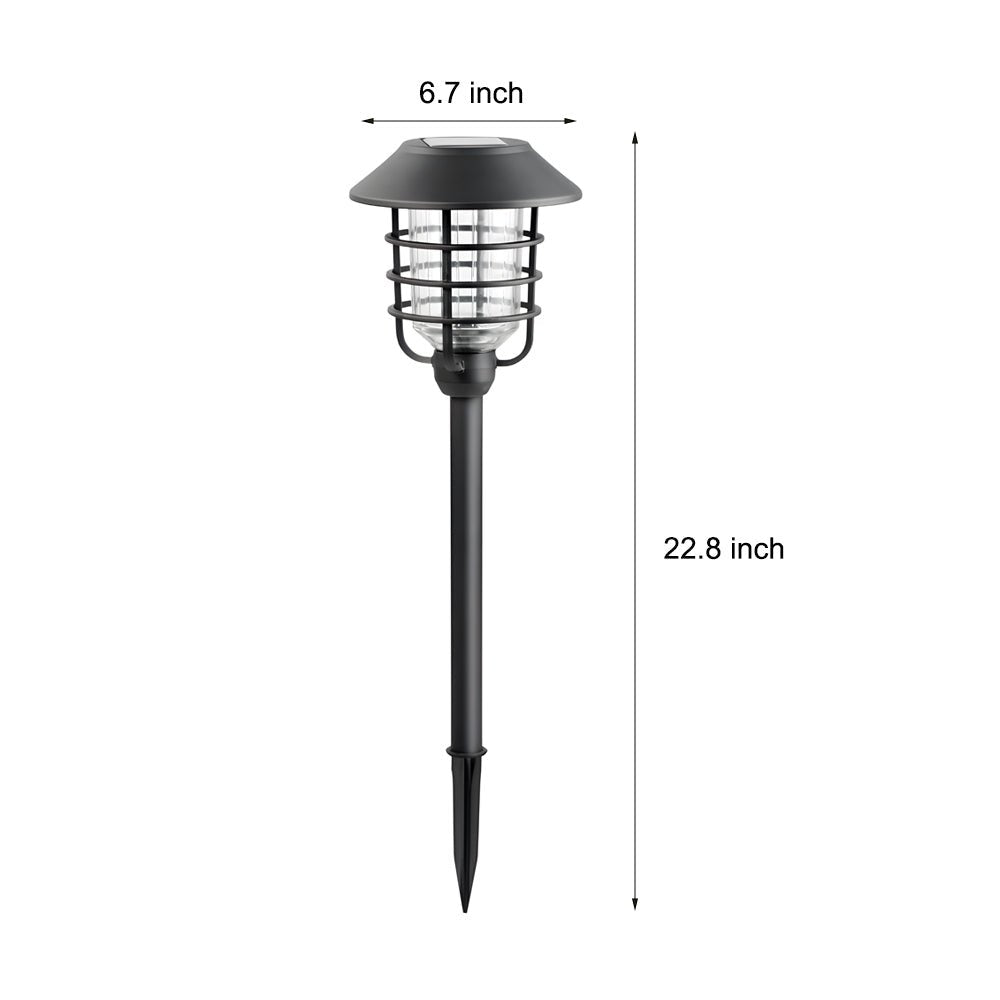 WINTERBOURNE 22.8-INCH SOLAR PATHWAY LANTERN WITH TRADITIONAL HAT TOP AND WIRE-CIRCLED SHADE