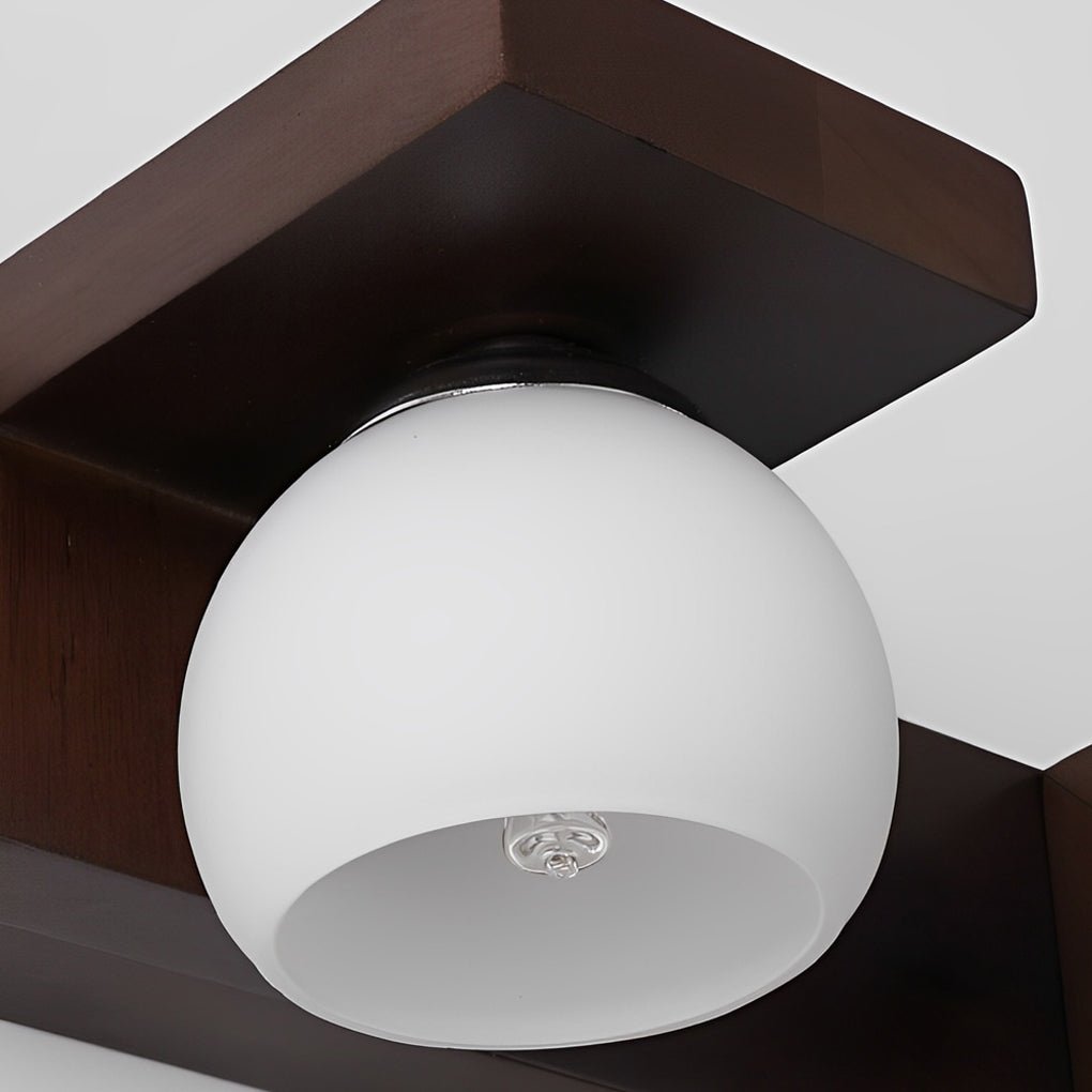 WINDSOR WOODEN BATHROOM ILLUMINATOR WITH FLEXIBLE IRON SPOTLIGHT AND FIXED GLASS GLOBE