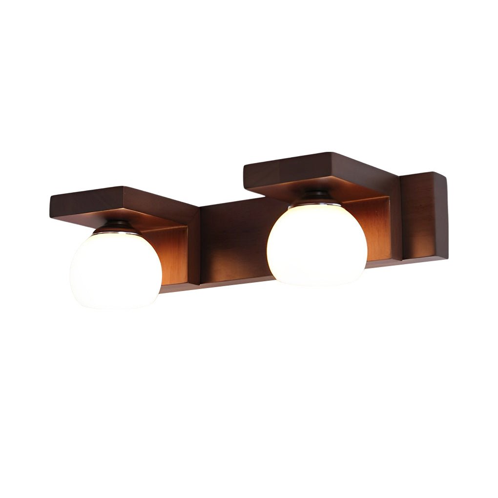 WINDSOR WOODEN BATHROOM ILLUMINATOR WITH FLEXIBLE IRON SPOTLIGHT AND FIXED GLASS GLOBE