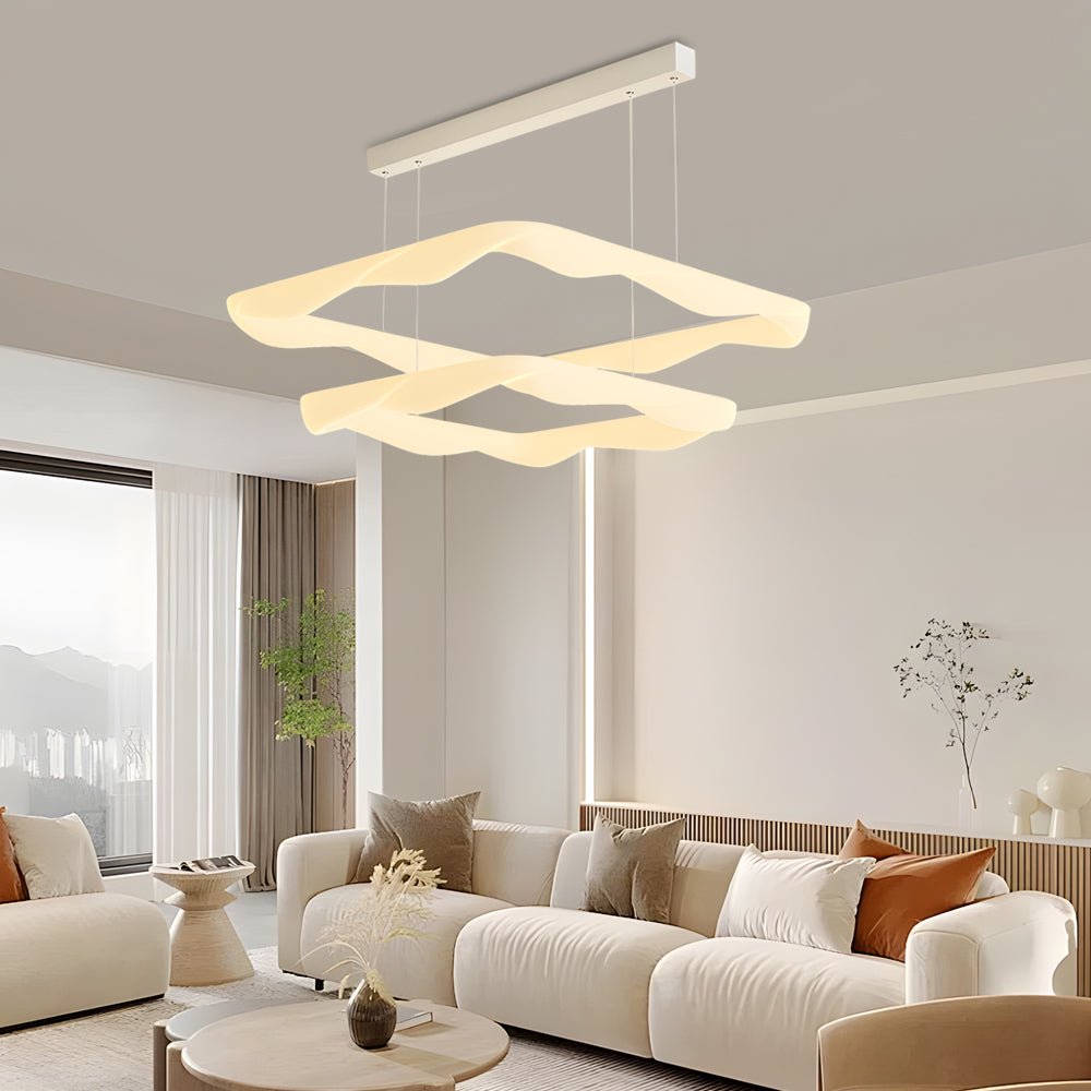 WINDSOR CREAM SQUARE DIMMER CHANDELIER WITH THREE-TIERED LIGHTING