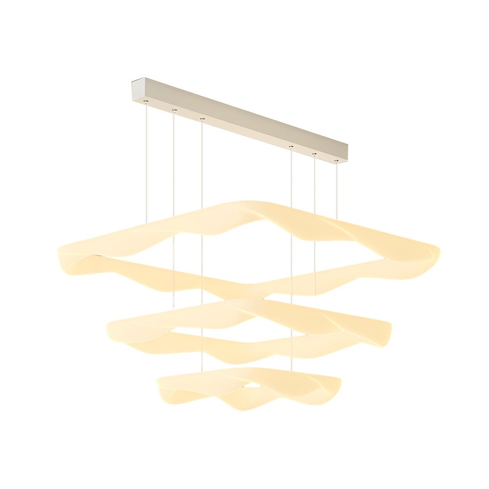 WINDSOR CREAM SQUARE DIMMER CHANDELIER WITH THREE-TIERED LIGHTING