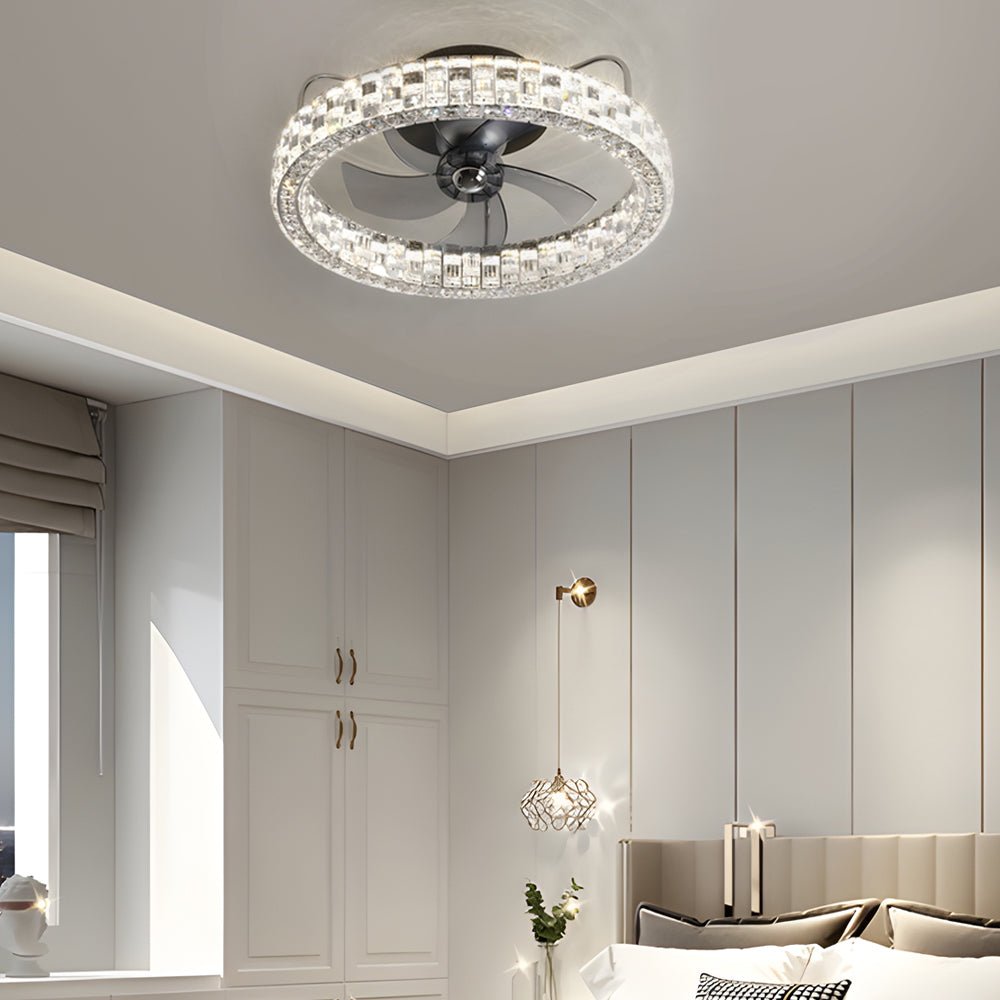 WINTHROP CRYSTAL ILLUMINATION SEMI-ENCLOSED CEILING FAN