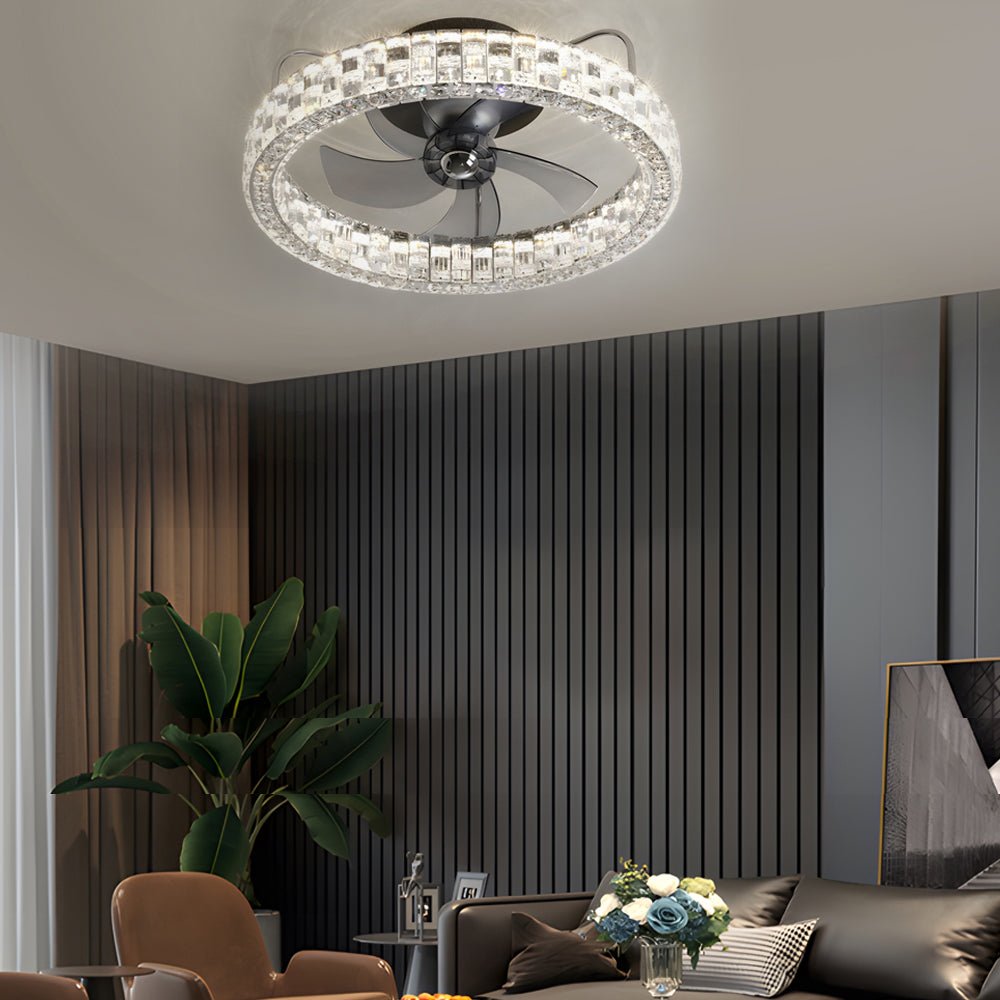 WINTHROP CRYSTAL ILLUMINATION SEMI-ENCLOSED CEILING FAN